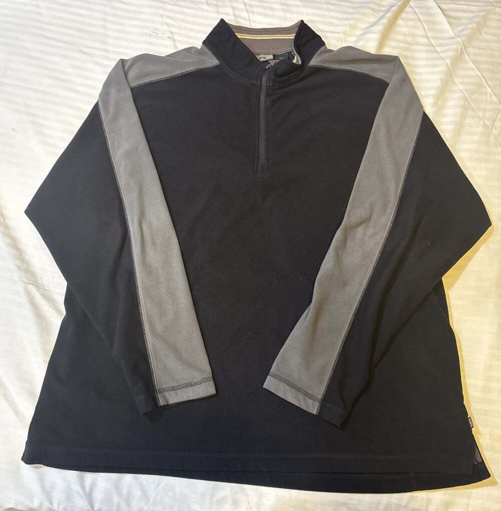 REI Men’s Fleece Quarter Zip Pullover XL Black Gray Outdoor Hiking Jacket